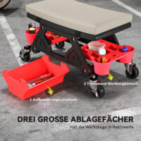 Werkstatthocker mit Rollen und Ablage belastbar bis 135kg grau