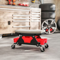 Werkstatthocker mit Rollen und Ablage belastbar bis 135kg grau