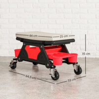 Werkstatthocker mit Rollen und Ablage belastbar bis 135kg grau