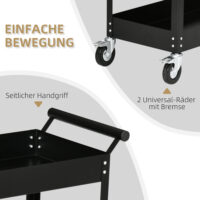 Werkstattwagen mit 2 Ebenen auf Rollen bis 150kg aus Stahl