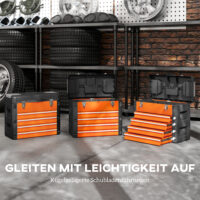 Werkzeugkiste leer mit 4 Schubladen aus Stahl orange