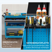 Werkzeugkoffer Werkzeugbox fahrbar mit Rollen 3 Etagen