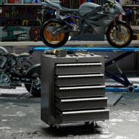 Werkzeugschrank rollbar mit 5 Schubladen aus Stahl schwarz