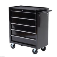 Werkzeugschrank rollbar mit 5 Schubladen aus Stahl schwarz