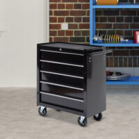 Werkzeugschrank rollbar mit 5 Schubladen aus Stahl schwarz