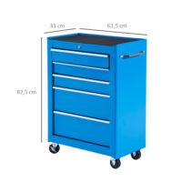 Werkzeugschrank rollbar mit 5 Schubladen für Werkstatt aus Stahl