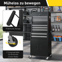 Werkzeugschrank rollbar abschliessbar mit 9 Schubladen aus Stahl