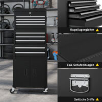 Werkzeugschrank rollbar abschliessbar mit 9 Schubladen aus Stahl