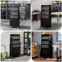 Werkzeugschrank rollbar abschliessbar mit 9 Schubladen aus Stahl