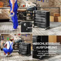 Werkzeugschrank rollbar mit 5 Schubladen für Werkstatt