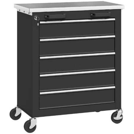Werkzeugschrank rollbar mit 5 Schubladen für Werkstatt