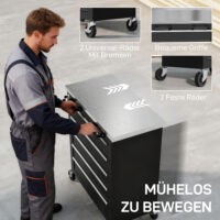 Werkzeugschrank rollbar mit 5 Schubladen für Werkstatt