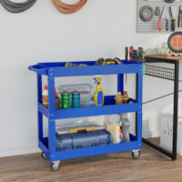 Werkzeugwagen rollbar mit 3 Ebenen aus Stahl blau