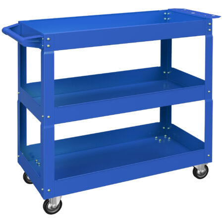 Werkzeugwagen rollbar mit 3 Ebenen aus Stahl blau
