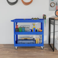 Werkzeugwagen rollbar mit 3 Ebenen aus Stahl blau