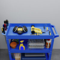 Werkzeugwagen rollbar mit 3 Ebenen aus Stahl blau