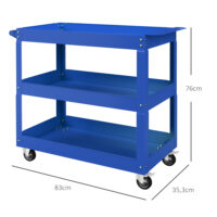 Werkzeugwagen rollbar mit 3 Ebenen aus Stahl blau