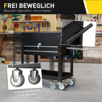 Werkzeugwagen rollbar abschliessbar mit Schubladen schwarz