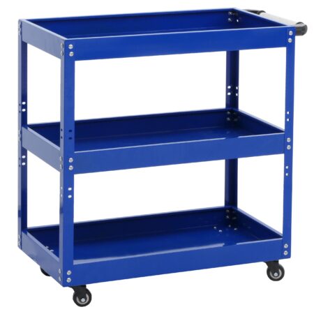 Werkzeugwagen Rollwagen Transportwagen 3 Ladeflächen 73x73x36cm Stahl blau