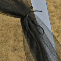 Wetterfester Gartenpavillon 3x3m mit Moskitonetz in Grau.