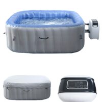Aufblasbarer Whirlpool eckig für 6 Personen beheizbar grau-blau