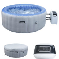 Aufblasbarer Whirlpool rund für 5 Personen beheizbar grau-blau