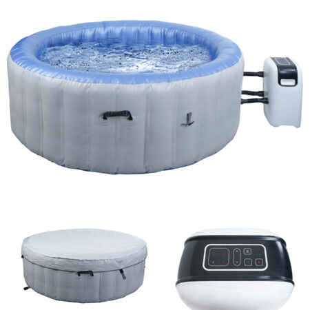 Aufblasbarer Whirlpool rund für 5 Personen beheizbar grau-blau