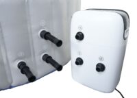 Aufblasbarer Whirlpool rund für 5 Personen beheizbar grau-blau