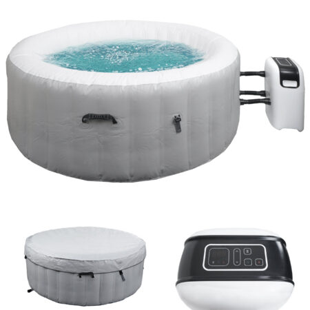 Whirlpool rund für 4 Personen beheizbar Ø180 cm grau-weiß