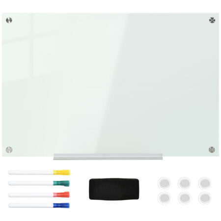 Whiteboard Magnettafel Glas mit Zubehör für Büro und Homeoffice weiss