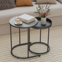 Wohnzimmertisch Set platzsparend Tablett Design Metall grau