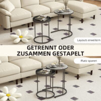 Wohnzimmertisch Set platzsparend Tablett Design Metall grau