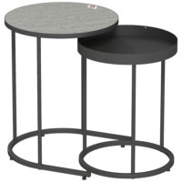 Wohnzimmertisch Set platzsparend Tablett Design Metall grau