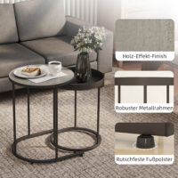 Wohnzimmertisch Set platzsparend Tablett Design Metall grau