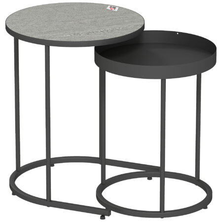 Wohnzimmertisch Set platzsparend Tablett Design Metall grau