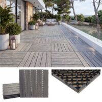 WPC Bodenfliesen Holzoptik antik braun 1 m² Terrasse Balkon