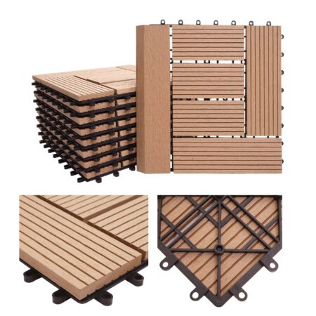 WPC Gartenfliese Rhone + Abschluss Holzoptik 1m2 Premium versetzt