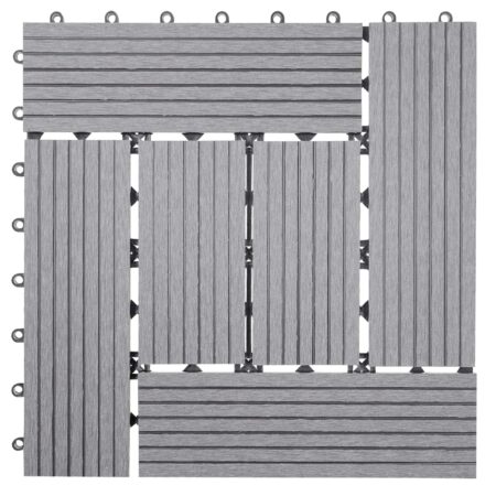 WPC Gartenfliese Rhone Holzoptik 1m2 Basis grau versetzt