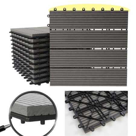 WPC Gartenfliese Rhone Holzoptik 1m2 Premium grau linear