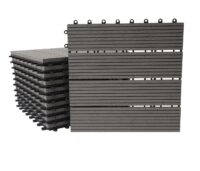 WPC Gartenfliese Rhone Holzoptik 1m2 Premium grau linear