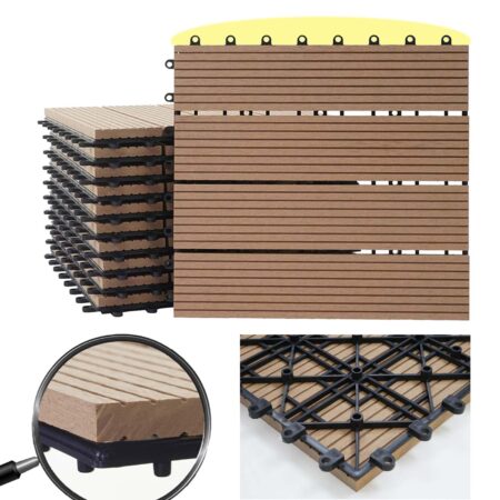 WPC Gartenfliese Rhone Holzoptik 1m2 Premium teak linear