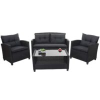 XXL Poly-Rattan Garnitur Lounge-Set Sitzgruppe Sofa Sessel anthrazit