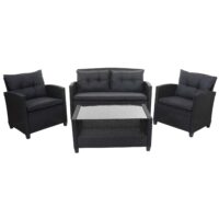 XXL Poly-Rattan Garnitur Lounge-Set Sitzgruppe Sofa Sessel anthrazit