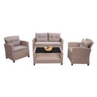 XXL Poly-Rattan Garnitur Lounge-Set Sitzgruppe Sofa Sessel grau-braun