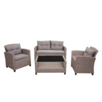 XXL Poly-Rattan Garnitur Lounge-Set Sitzgruppe Sofa Sessel grau-braun
