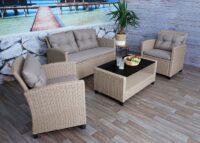 XXL Poly-Rattan Garnitur Lounge-Set Sitzgruppe Sofa Sessel grau-braun