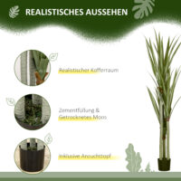 Yucca künstlich grosse Kunstpflanze im Topf Deko 190cm