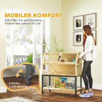 Naturholz-Zwerghamsterkäfig (87x43x101cm) mit Wasserflasche, Hütte & Rädern.