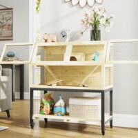 Naturholz-Zwerghamsterkäfig (87x43x101cm) mit Wasserflasche, Hütte & Rädern.