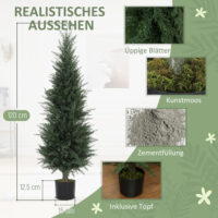 Zypresse künstlich UV-beständig mit Topf für innen und aussen grün